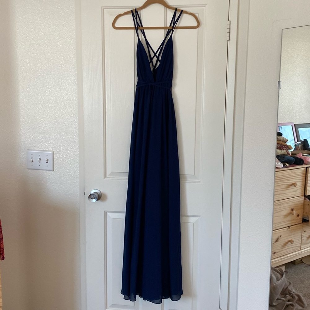 Lulu’s Plunge Ball Gown Navy Blue Size XS